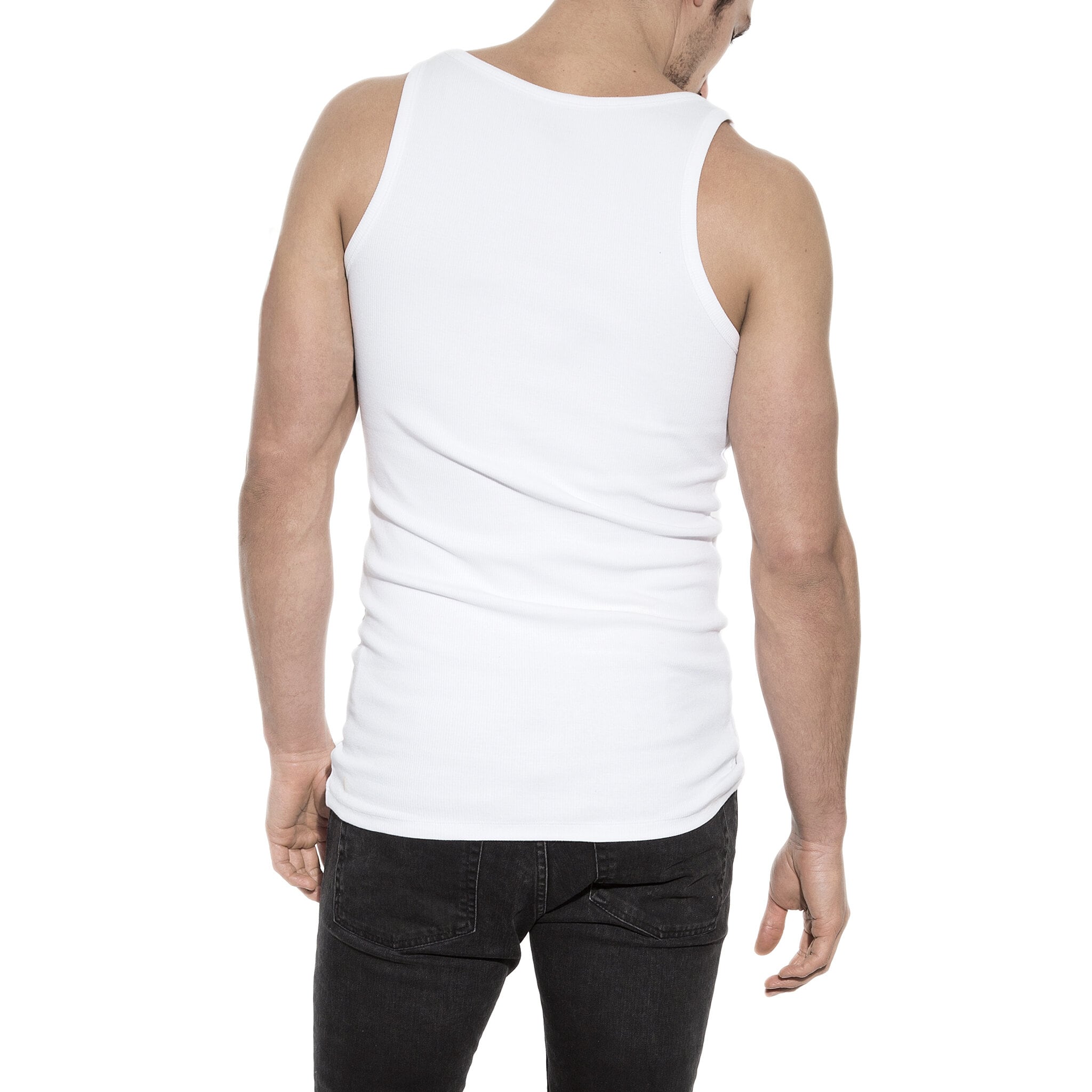 Men's white ribbed tank top made of organic cotton Bread & Boxers