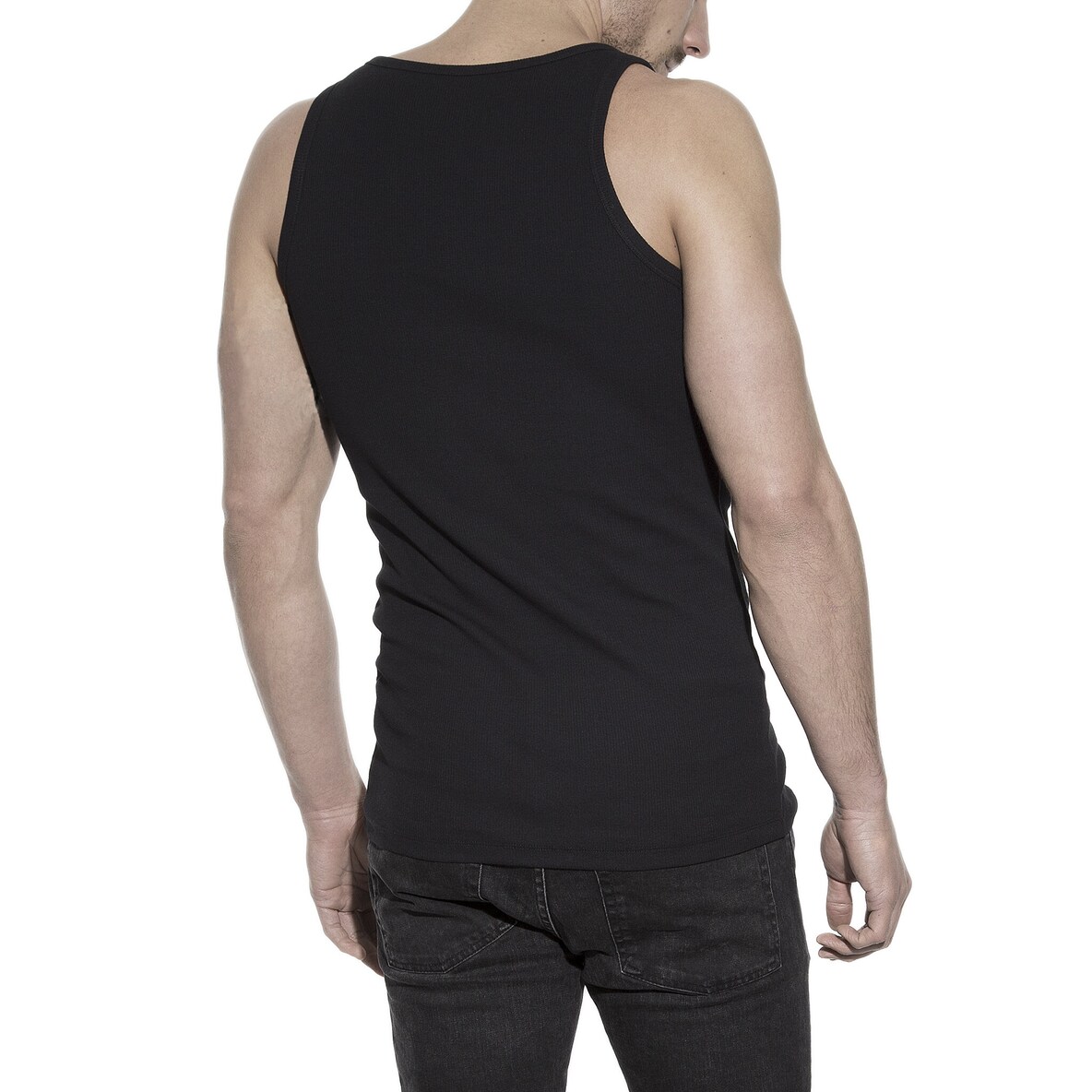 Men's black ribbed tank top made of organic cotton Bread & Boxers
