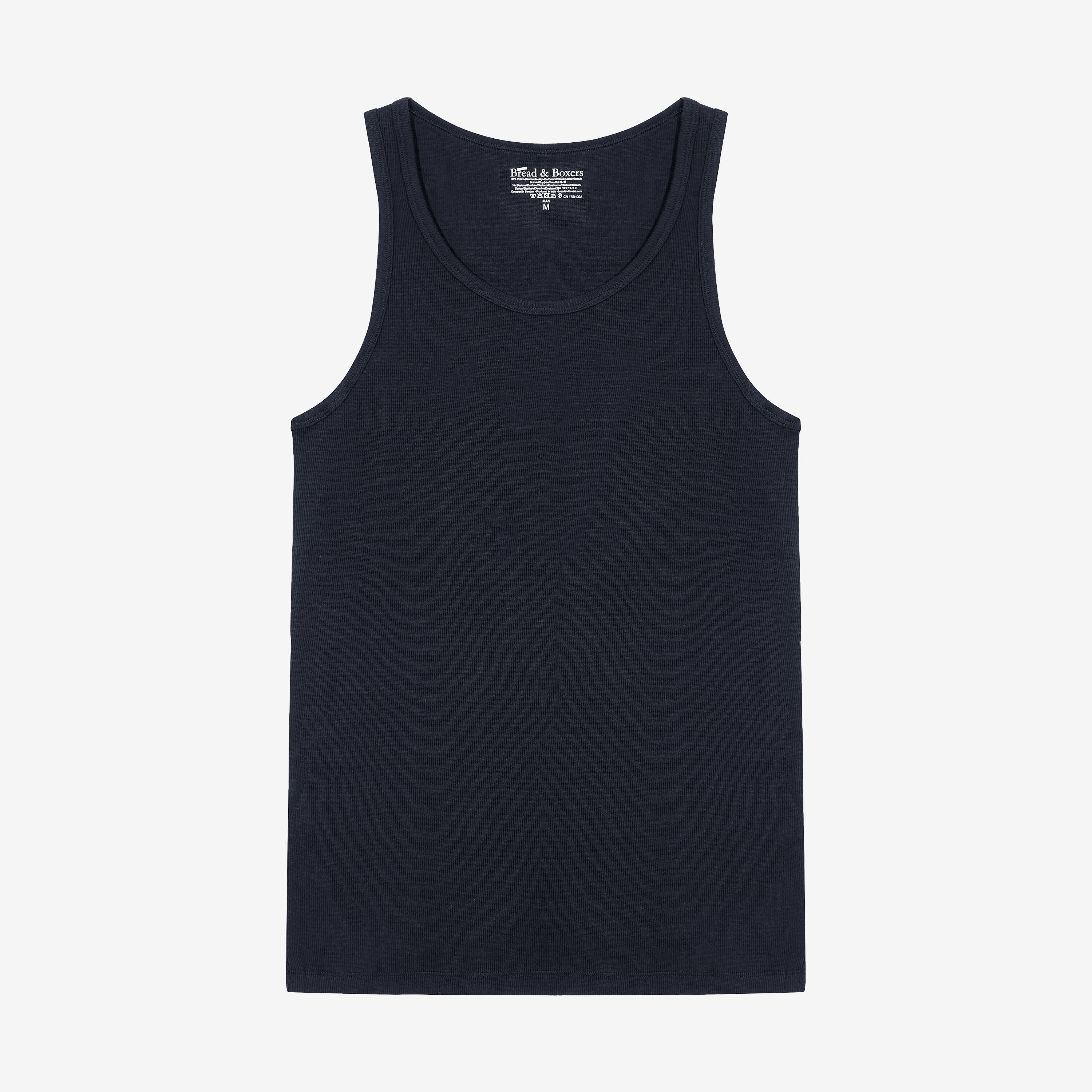 Men's black ribbed tank top made of organic cotton - Bread & Boxers